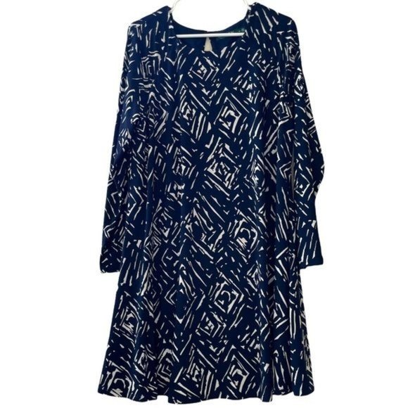 Ralph Lauren Blue and White Patterned Dress - Picture 1 of 7